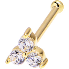 Load image into Gallery viewer, Solid 14K Yellow Gold Crystalline Gem Flower Nose Bone
