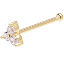 Load image into Gallery viewer, Solid 14K Yellow Gold Crystalline Gem Flower Nose Bone
