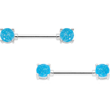Load image into Gallery viewer, 14G Oceanic Faux Opal BCR Captive Ring Barbell Nipple Ring Set
