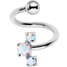 Load image into Gallery viewer, White Synthetic Opal Cluster Spiral Twister Top Mount Belly Ring
