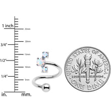 Load image into Gallery viewer, White Synthetic Opal Cluster Spiral Twister Top Mount Belly Ring
