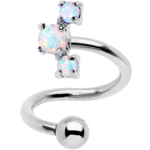Load image into Gallery viewer, White Synthetic Opal Cluster Spiral Twister Top Mount Belly Ring
