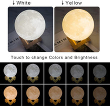 Load image into Gallery viewer, Moon Lamp Moon Light Night Light for Kids Gift for Women USB Charging and Touch Control Brightness 3D Printed Warm and Cool White Lunar Lamp
