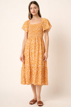 Load image into Gallery viewer, New Summer Flower Print Flutter Sleeve Smocked Midi Dress For Women – Fluttering, Trendy, Romantic and Feminine Style
