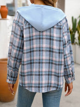 Load image into Gallery viewer, Plaid Buttoned Long Sleeve Hooded Jacket for Women – Cozy &amp; Stylish Cotton-Blend Outerwear
