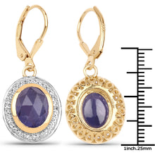Load image into Gallery viewer, 14K Yellow Gold Plated 7.42 Carat Genuine Tanzanite and White Topaz .925 Sterling Silver Earrings
