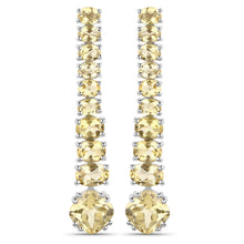 Load image into Gallery viewer, 18K White Gold Plated 7.22 Carat Genuine Citrine .925 Sterling Silver Earrings
