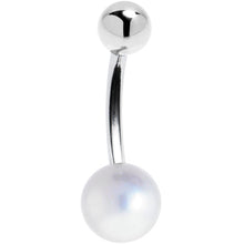 Load image into Gallery viewer, 16G Solid 14K White Gold Synthetic Pearl Belly Ring
