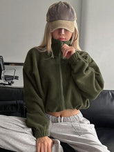Load image into Gallery viewer, Stylish Zip-Up Long Sleeve Cropped Jacket Trendy &amp; Lightweight Outerwear for a Chic Look
