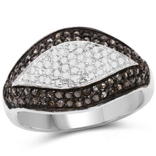 Load image into Gallery viewer, 0.50 Carat Genuine Champagne Diamond and White Diamond .925 Sterling Silver Ring
