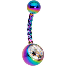 Load image into Gallery viewer, Clear Gem Rainbow IP Seriously Twisted Belly Ring
