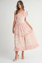 Load image into Gallery viewer, Floral Printed Shoulder Strap Midi Dress For Women – Floral Midi Dress, Shoulder Strap Dress, Ruffled Midi Dress, Feminine Floral Dress, Elegant Occasion Dress

