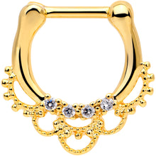 Load image into Gallery viewer, 1/4 Clear CZ Gem Gold Tone Anodized Filigree Nipple Clicker Set
