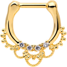 Load image into Gallery viewer, 1/4 Clear CZ Gem Gold Tone Anodized Filigree Nipple Clicker Set
