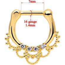 Load image into Gallery viewer, 1/4 Clear CZ Gem Gold Tone Anodized Filigree Nipple Clicker Set
