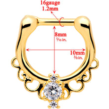 Load image into Gallery viewer, 16G Clear CZ Gem Gold Tone Anodized Coronet Septum Clicker
