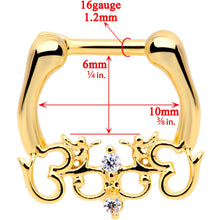 Load image into Gallery viewer, 1/4 Clear CZ Gem Gold Tone Anodized Angel Swirl Nipple Clicker Set

