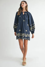Load image into Gallery viewer, Embroidered Long Sleeve Peasant Mini Dress For Women – Embroidered Mini Dress, Long Sleeve Peasant Dress, Bohemian Dress, Casual Peasant Dress, Timeless Elegance Dress
