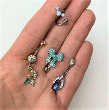 Load image into Gallery viewer, Blue Synthetic Opal Cluster Spiral Twister Top Mount Belly Ring
