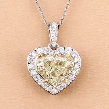 Load image into Gallery viewer, IGI Certified 4.51 Carat Genuine Light Yellow Diamond Center and 0.45cttw White Diamond 18K White Gold Pendant (4.96cttw)
