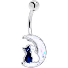 Load image into Gallery viewer, Cuddling Kitties White Moon Belly Ring
