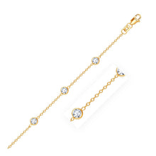 Load image into Gallery viewer, 14k Yellow Gold Anklet with Round White Cubic Zirconia
