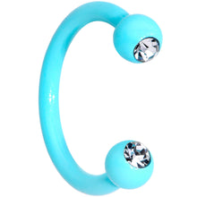 Load image into Gallery viewer, 16G Clear Gem Teal Glow in the Dark Horseshoe Circular Barbell
