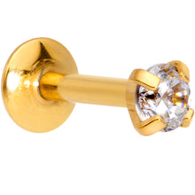 Load image into Gallery viewer, 1/4 Clear 3mm Gem Gold IP Internally Threaded Labret Monroe Tragus
