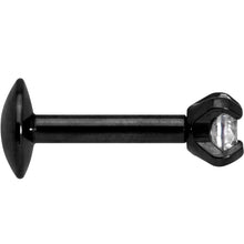 Load image into Gallery viewer, 1/4 Clear 3mm Gem Black IP Internally Threaded Labret Monroe Tragus
