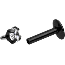 Load image into Gallery viewer, 1/4 Clear 3mm Gem Black IP Internally Threaded Labret Monroe Tragus
