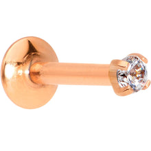 Load image into Gallery viewer, 5/16 Clear 2mm Gem Rose Gold IP Internally Threaded Labret Monroe Tragus
