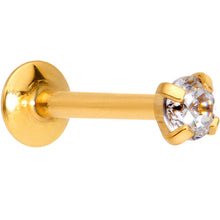 Load image into Gallery viewer, 5/16 Clear 2mm Gem Gold IP Internally Threaded Labret Monroe Tragus
