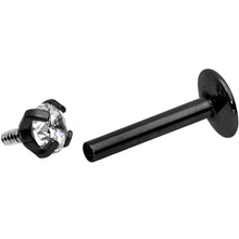 Load image into Gallery viewer, 5/16 Clear 2mm Gem Black IP Internally Threaded Labret Monroe Tragus
