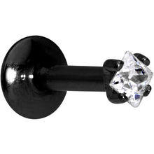 Load image into Gallery viewer, 1/4 Clear Square CZ Black PVD Internally Threaded Labret Monroe
