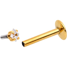 Load image into Gallery viewer, 5/16 Clear Square CZ Gold PVD Internally Threaded Labret Monroe
