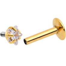 Load image into Gallery viewer, 1/4 Clear Star CZ Gem Gold PVD Internally Threaded Labret Monroe
