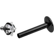 Load image into Gallery viewer, 5/16 Clear Star CZ Gem Black PVD Internally Threaded Labret Monroe
