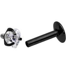 Load image into Gallery viewer, 1/4 Clear Heart CZ Black PVD Internally Threaded Labret Monroe
