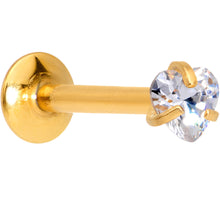 Load image into Gallery viewer, 5/16 Clear Heart CZ Gold PVD Internally Threaded Labret Monroe
