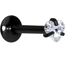 Load image into Gallery viewer, 5/16 Clear Heart CZ Black PVD Internally Threaded Labret Monroe
