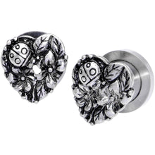 Load image into Gallery viewer, Ladybug Heart Screw Fit Tunnel Plug Set 6mm to 16mm
