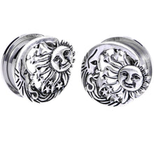 Load image into Gallery viewer, Cosmic Sun and Moon Screw Fit Tunnel Plug Set 6mm to 25mm
