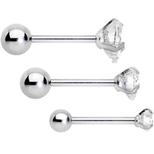 Load image into Gallery viewer, 16G 5/16 Clear Gem Heart Trio Tragus Cartilage Earring Set of 3
