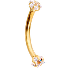 Load image into Gallery viewer, 3/8 Clear Gem Anodized Curved Eyebrow Ring Set of 3
