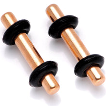 Load image into Gallery viewer, Rose Gold Tone Anodized Titanium Micro Straight Plug Set 14G to 12G
