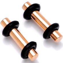 Load image into Gallery viewer, Rose Gold Tone Anodized Titanium Micro Straight Plug Set 14G to 12G
