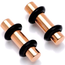 Load image into Gallery viewer, 8G Rose Gold Tone Anodized Titanium Micro Straight Plug Set

