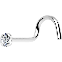 Load image into Gallery viewer, Solid 14K White Gold 2mm Cubic Zirconia SOLITAIRE Nose Ring
