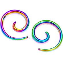 Load image into Gallery viewer, Rainbow Anodized Titanium Micro Spiral Taper Set 12G to 8G
