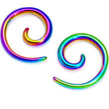 Load image into Gallery viewer, Rainbow Anodized Titanium Micro Spiral Taper Set 12G to 8G
